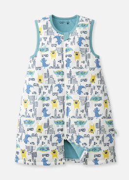 抗菌防踢被(薄款3Y)拉鍊款-怪獸大戰 - 藍綠