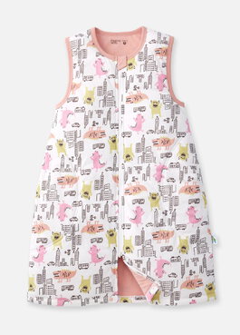 抗菌防踢被(薄款3Y)拉鍊款-怪獸大戰 - 粉橘