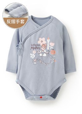 新生兒迪士尼蓄熱保溫長袖包屁衣-仙杜瑞拉 - 灰藍