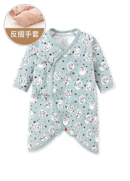 新生兒迪士尼Q彈棉質蝴蝶衣-點點貓狗 - 藍綠