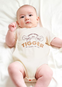 新生兒 迪士尼Q彈棉質包屁衣-跳跳虎 - 米色