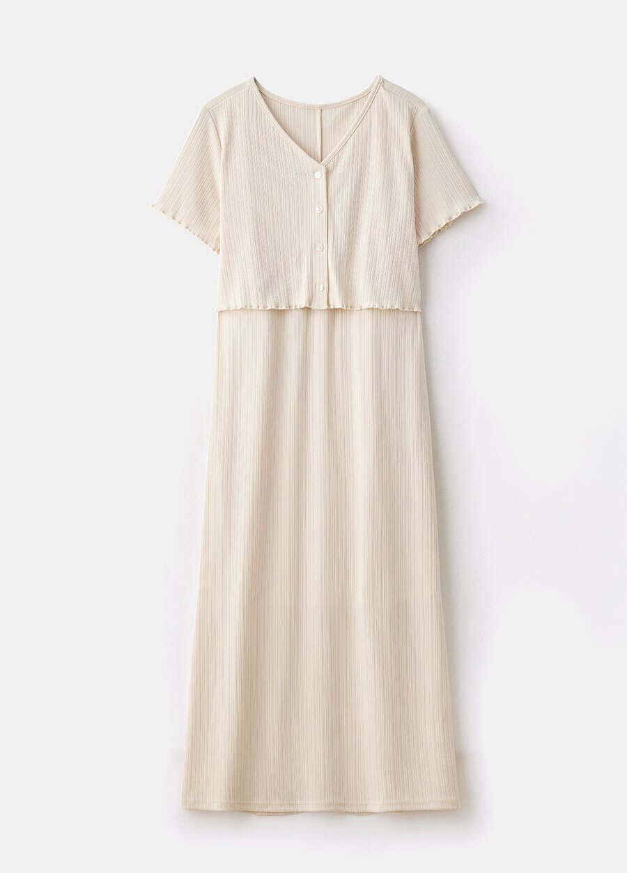 假兩件式開衩裙孕哺套裝