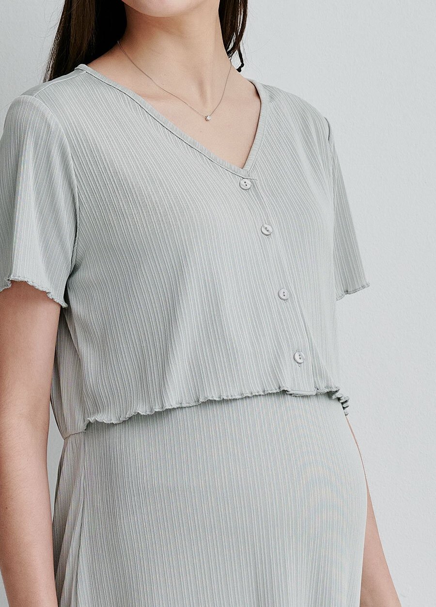 假兩件式開衩裙孕哺套裝