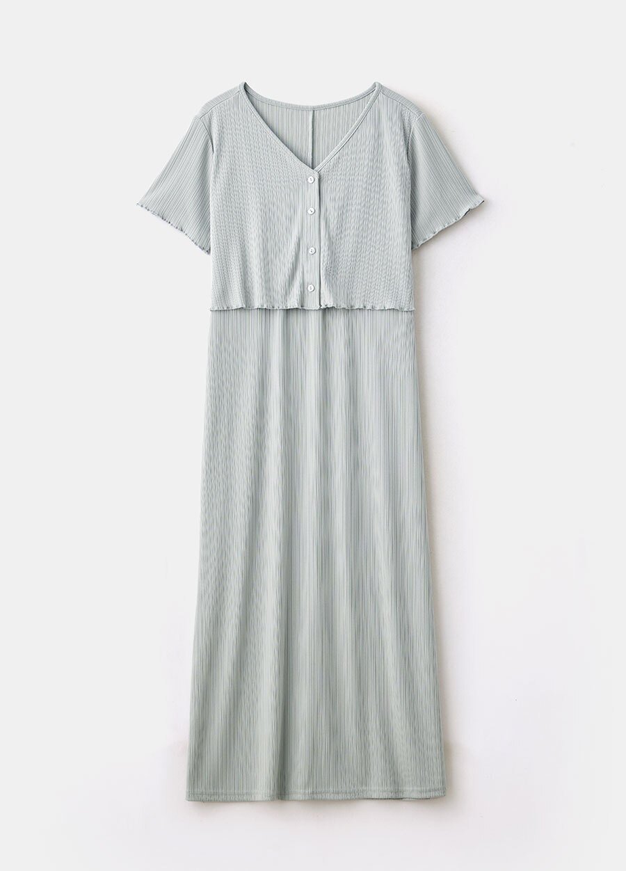 假兩件式開衩裙孕哺套裝