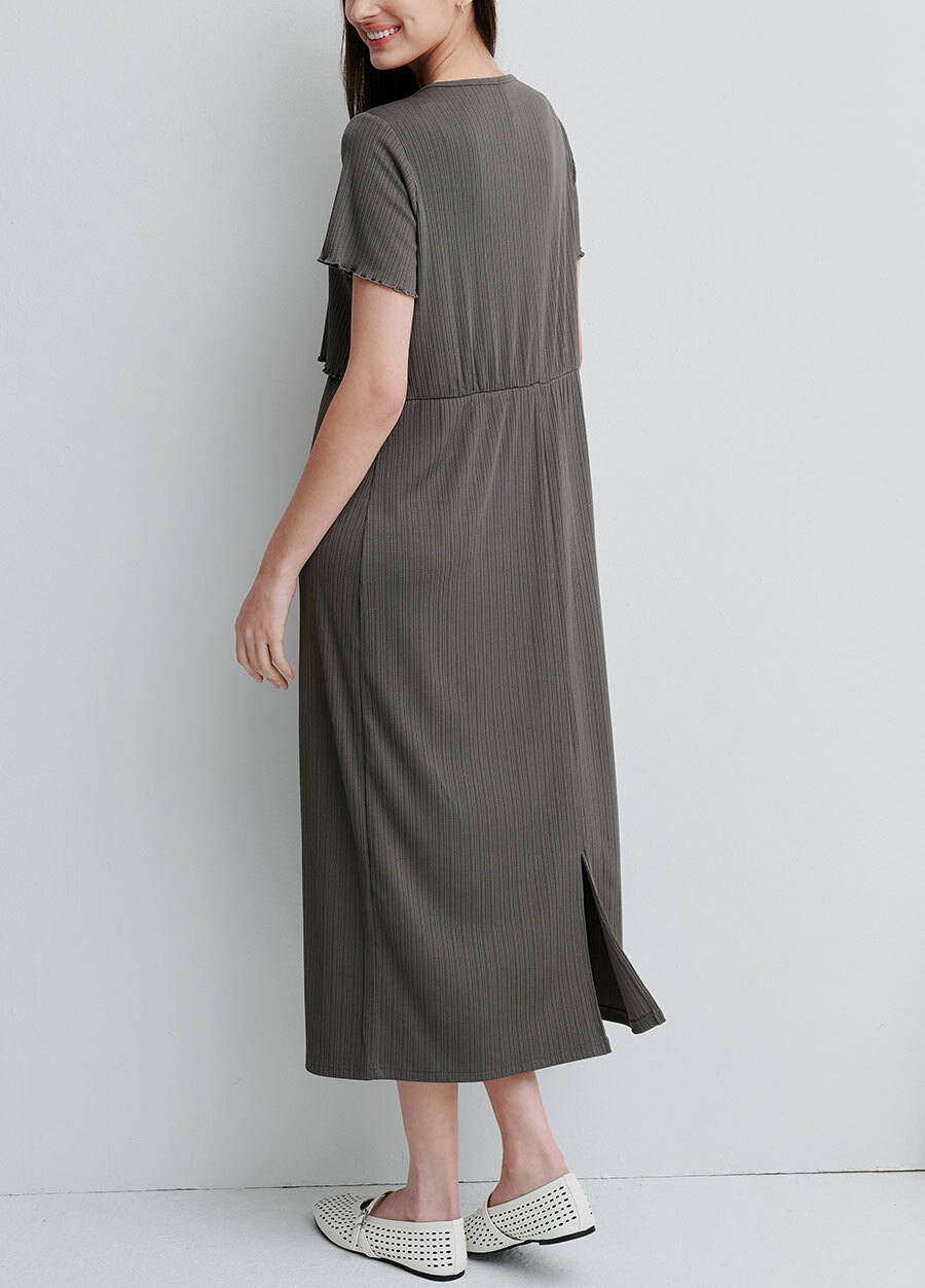 假兩件式開衩裙孕哺套裝