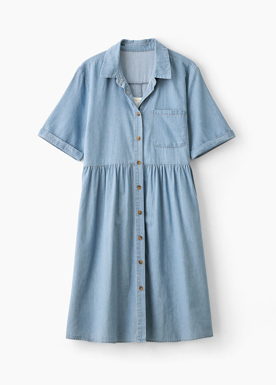 牛仔襯衫式孕哺洋裝