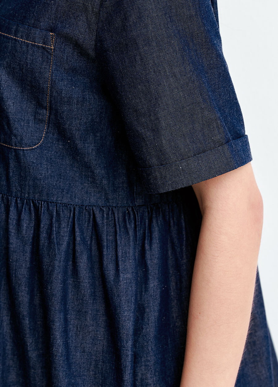 牛仔襯衫式孕哺洋裝