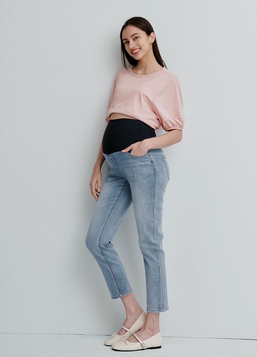 Boyfriend修身牛仔孕婦褲