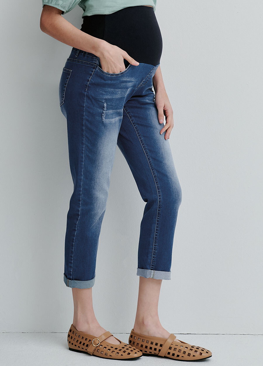 Boyfriend刷破牛仔孕婦褲