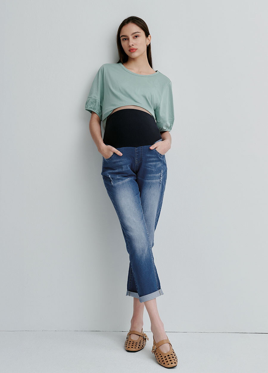 Boyfriend刷破牛仔孕婦褲