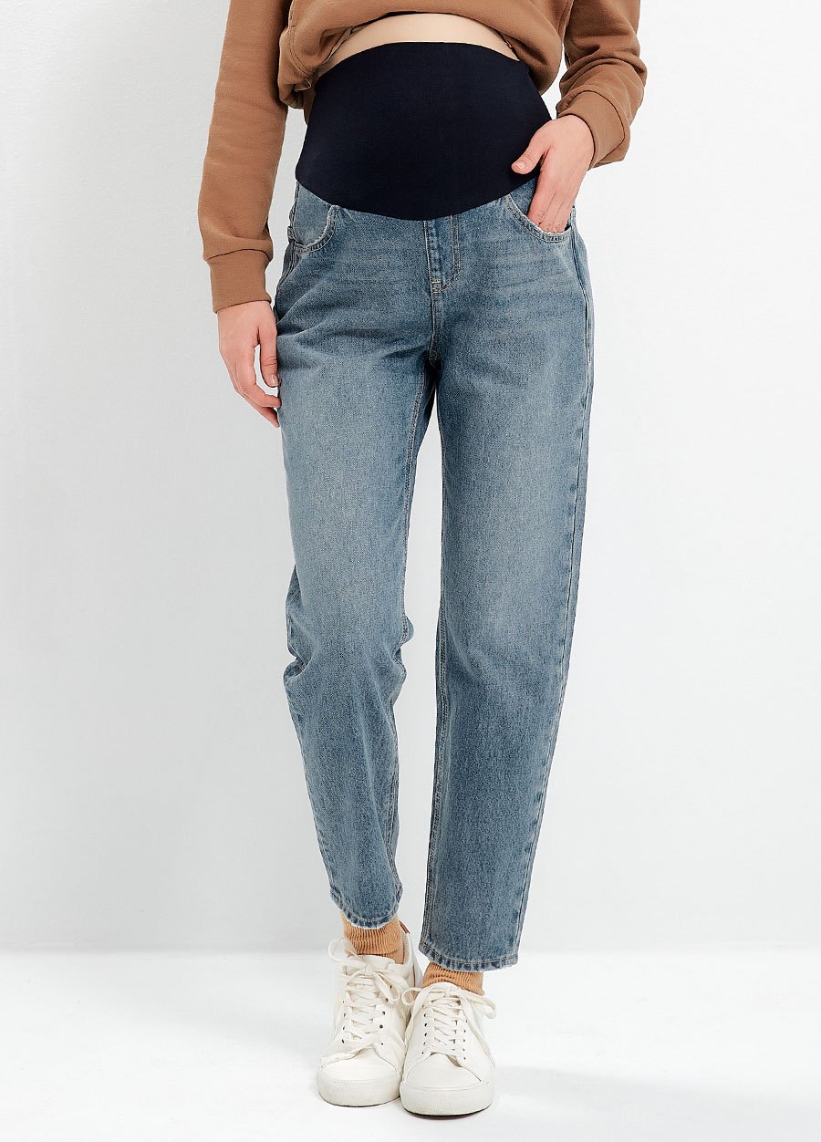 水洗錐形牛仔孕婦褲