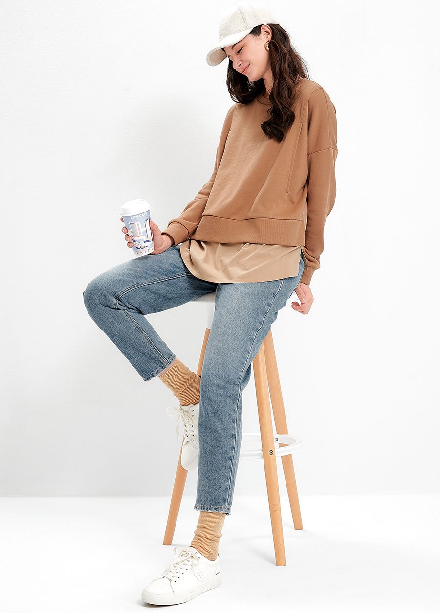 水洗錐形牛仔孕婦褲