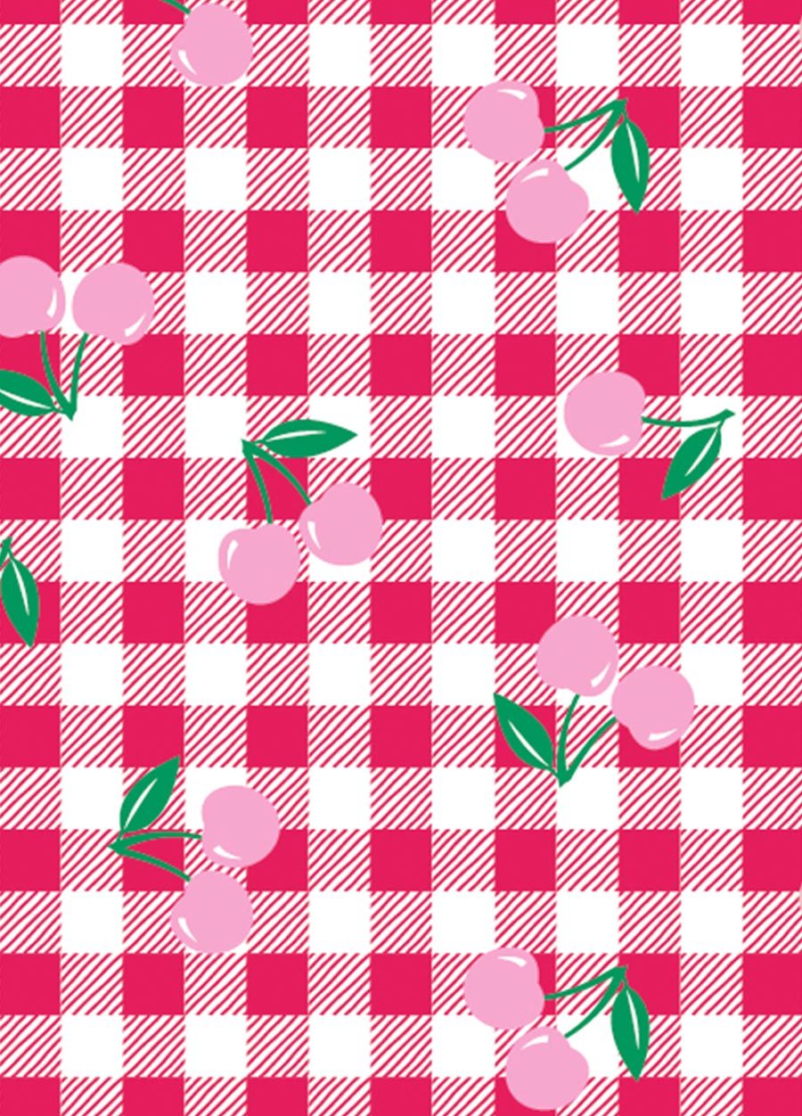 格紋櫻桃荷葉孕哺居家服組(洋裝+長褲)