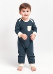 BABY Q彈配色長袖連身衣