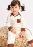 BABY Q彈配色長袖連身衣