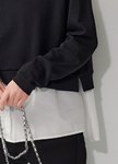 假兩件翻領傘襬孕哺上衣