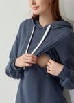 荷葉裙襬連帽孕哺洋裝