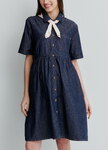 牛仔襯衫式孕哺洋裝