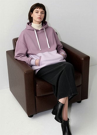 撞色拼接連帽孕哺上衣