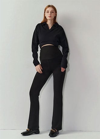 彈力喇叭緊身孕婦褲