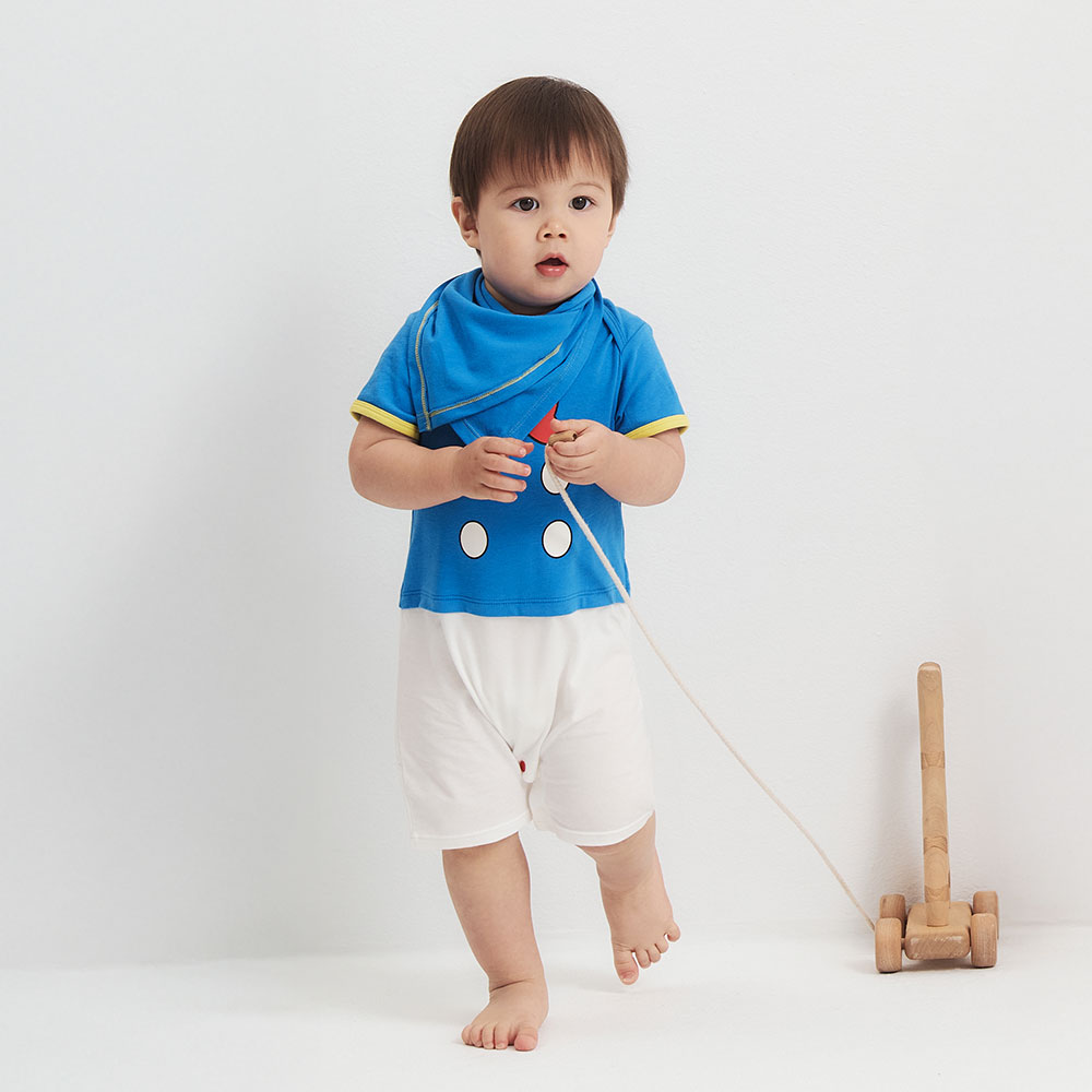 BABY 迪士尼唐老鴨造型包屁衣(附領巾)