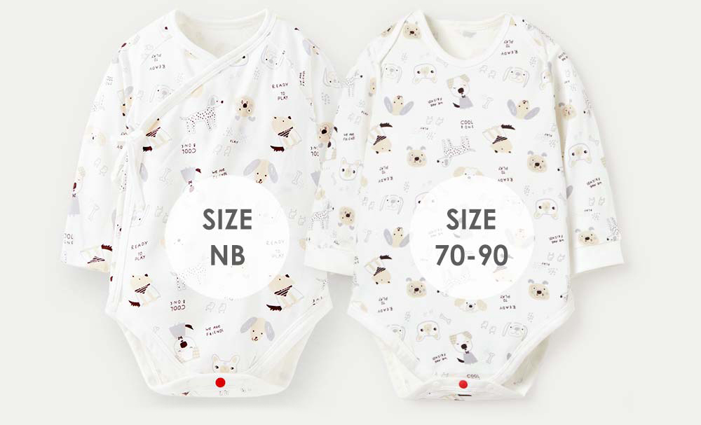 BABY Q彈棉質長袖包屁衣-狗狗