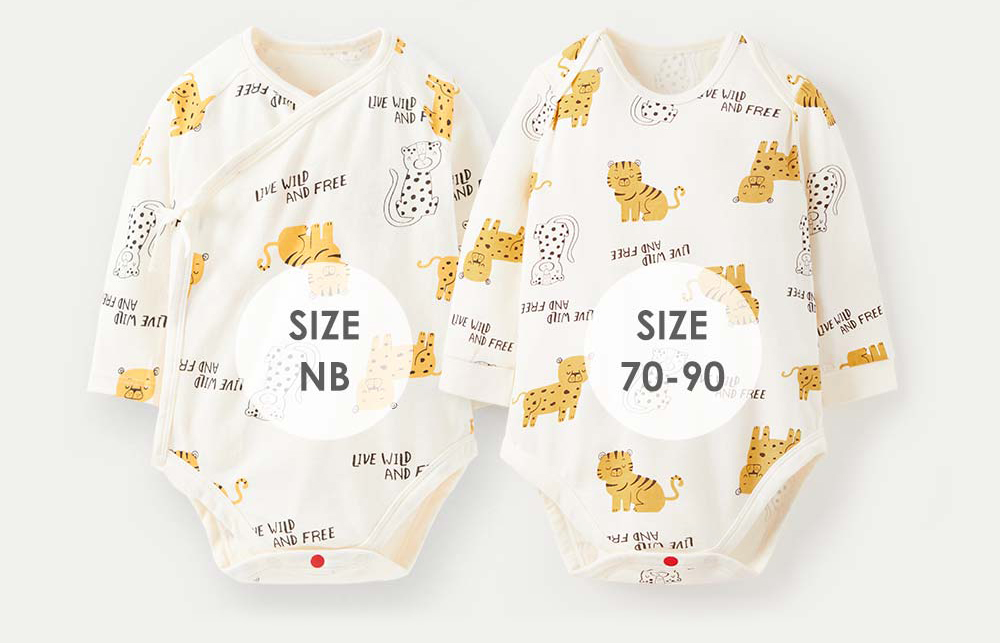 BABY Q彈棉質長袖包屁衣-老虎
