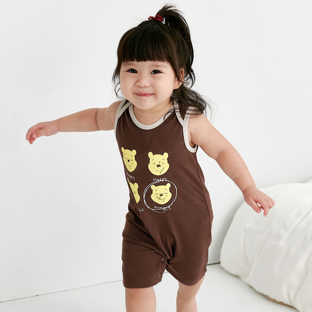 BABY迪士尼Q彈無袖連身包屁衣-維尼