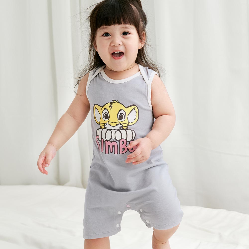 BABY 迪士尼Q彈無袖連身包屁衣-獅子王