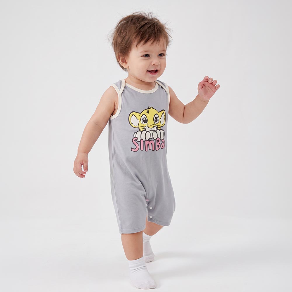 BABY 迪士尼Q彈無袖連身包屁衣-獅子王