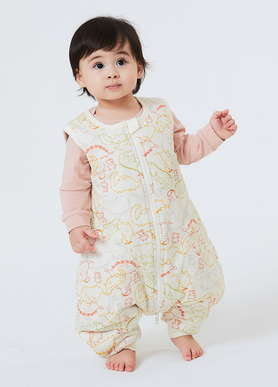 抗菌防踢被(秋冬款0-24M)拉鍊款-恐龍佩佩豬