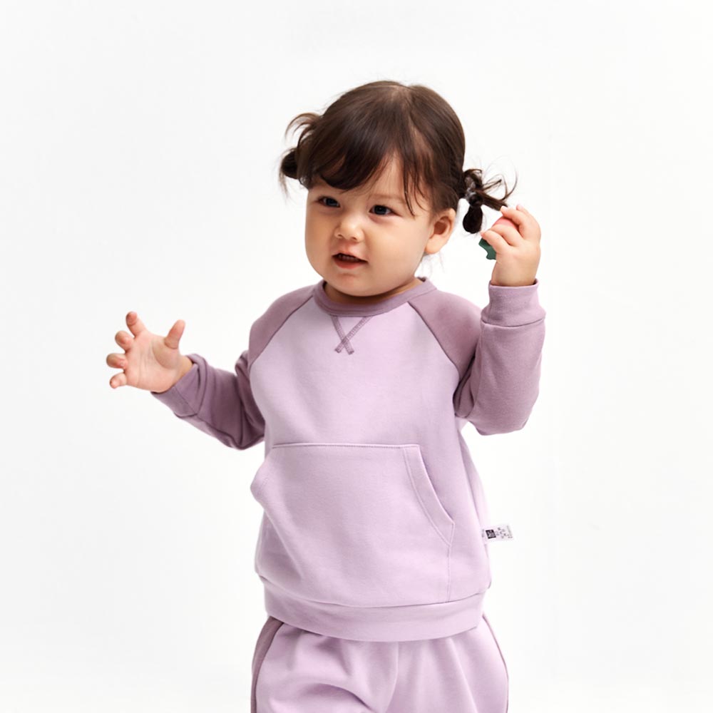 BABY撞色拉克蘭袖上衣