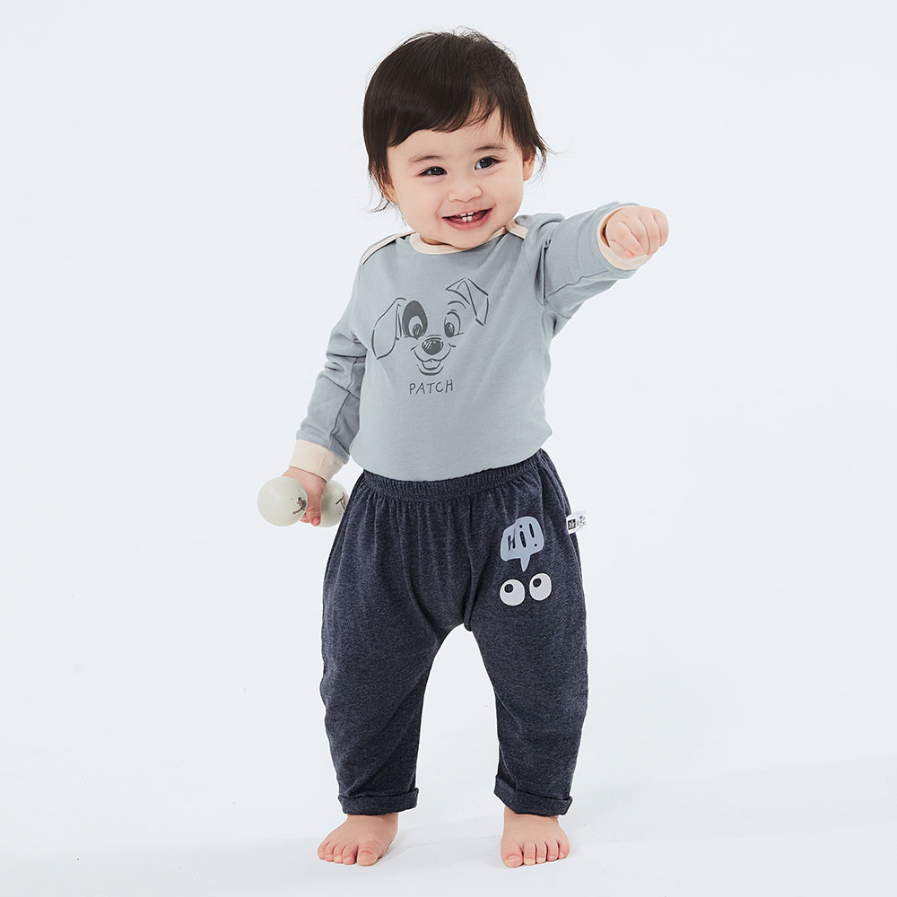 嬰幼兒 Q彈棉質反摺長褲-大眼睛 