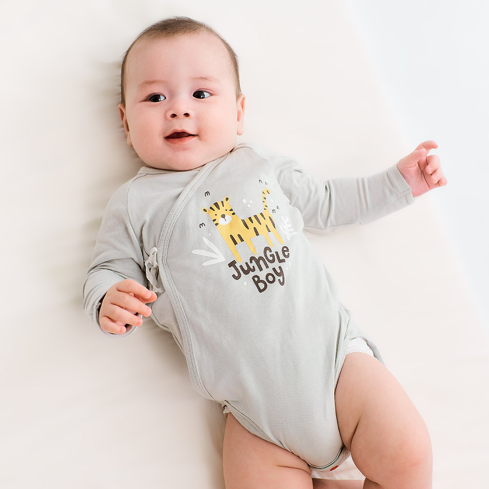 新生兒 Q彈棉質長袖包屁衣-老虎 新生兒 Q彈棉質長袖包屁衣-老虎