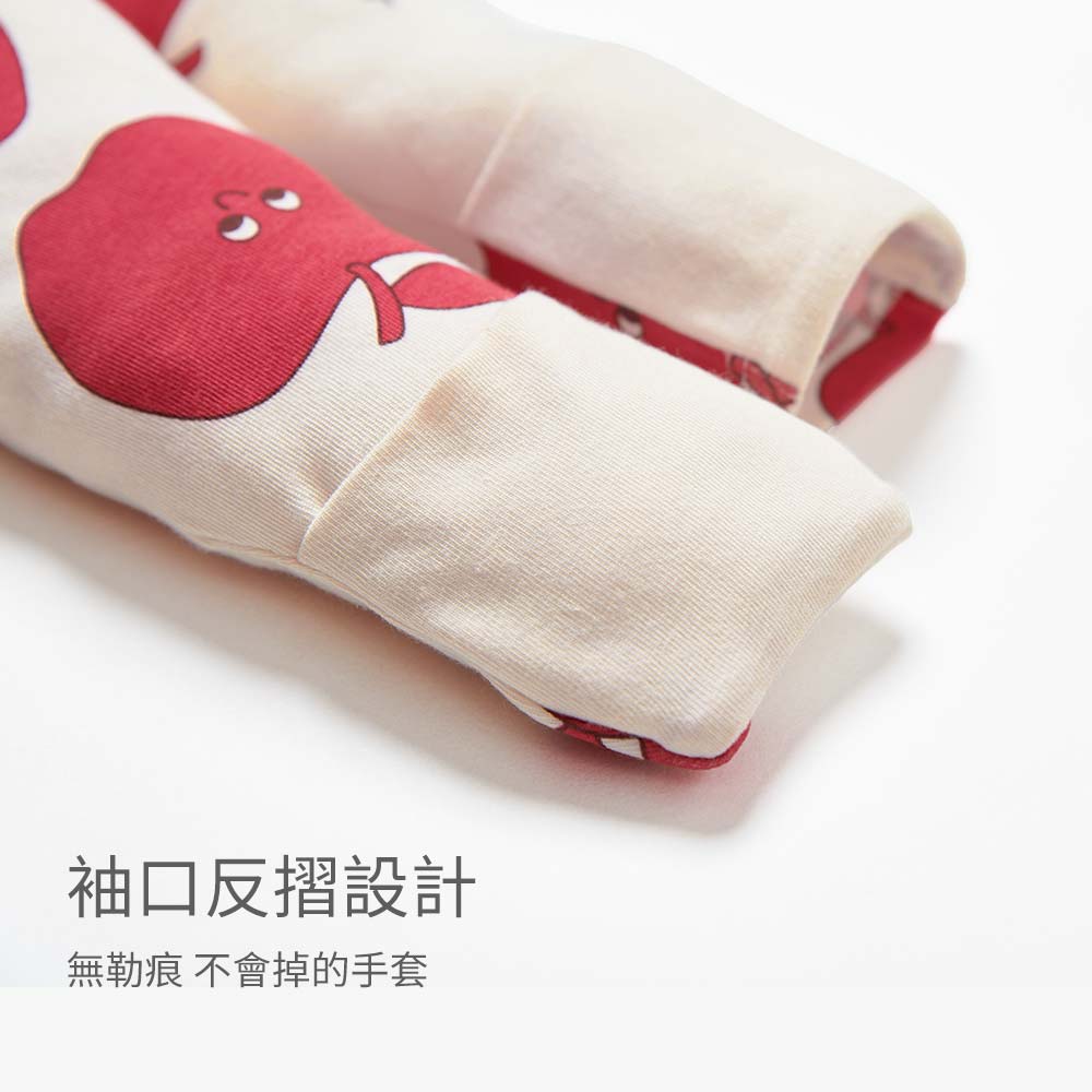 新生兒 Q彈棉質長袖包屁衣-蘋果