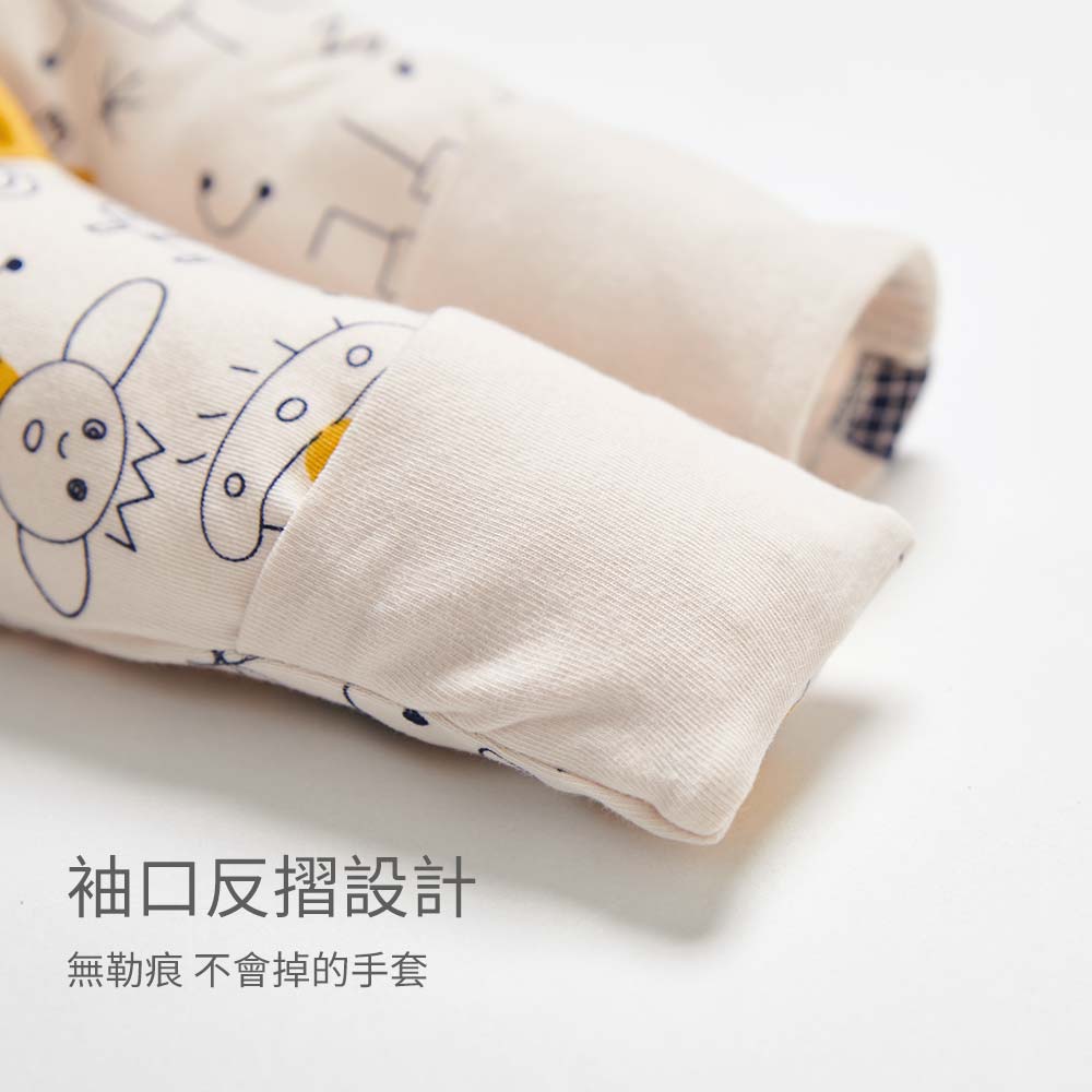 新生兒 Q彈棉質長袖包屁衣-童趣線條