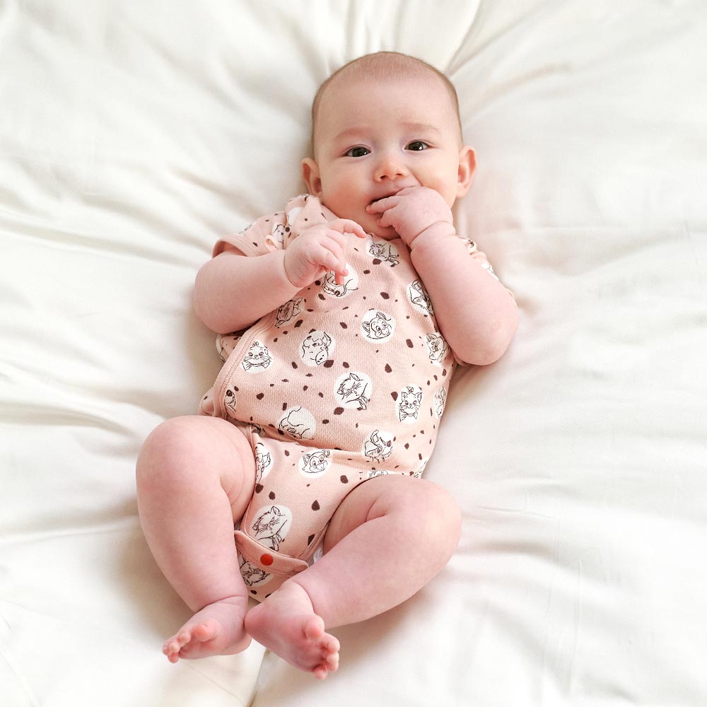 新生兒 迪士尼Q彈棉質包屁衣-點點貓狗