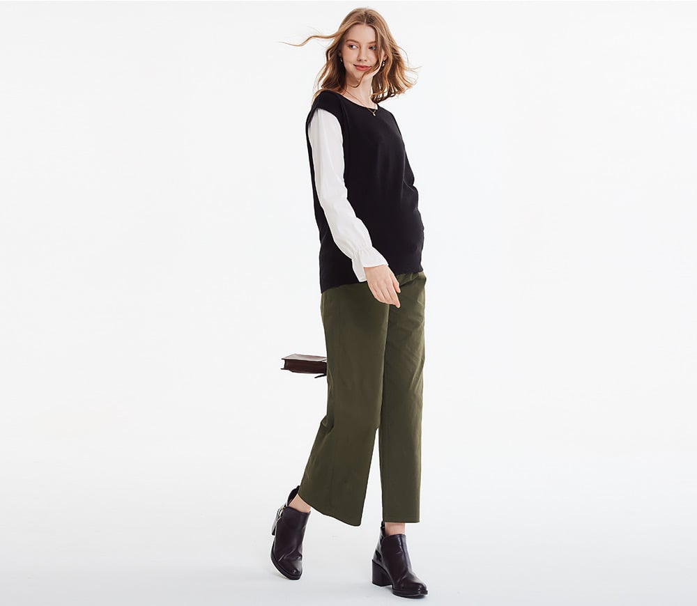 拼接背心孕哺針織衫 拼接背心孕哺針織衫