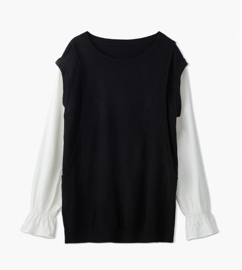 拼接背心孕哺針織衫 拼接背心孕哺針織衫