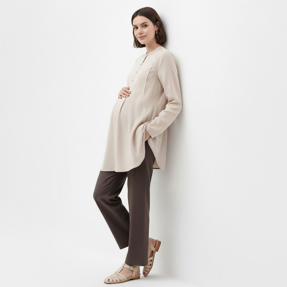 氣質立領長版孕哺上衣 氣質立領長版孕哺上衣