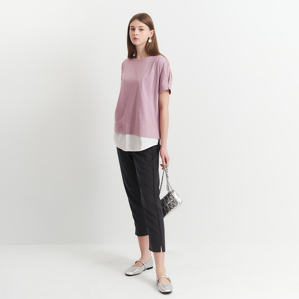 Cotton fake two-piece maternity top