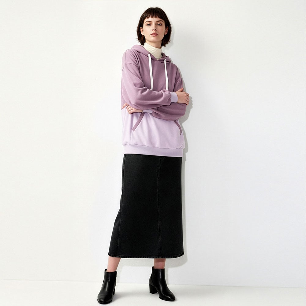 撞色拼接連帽孕哺上衣