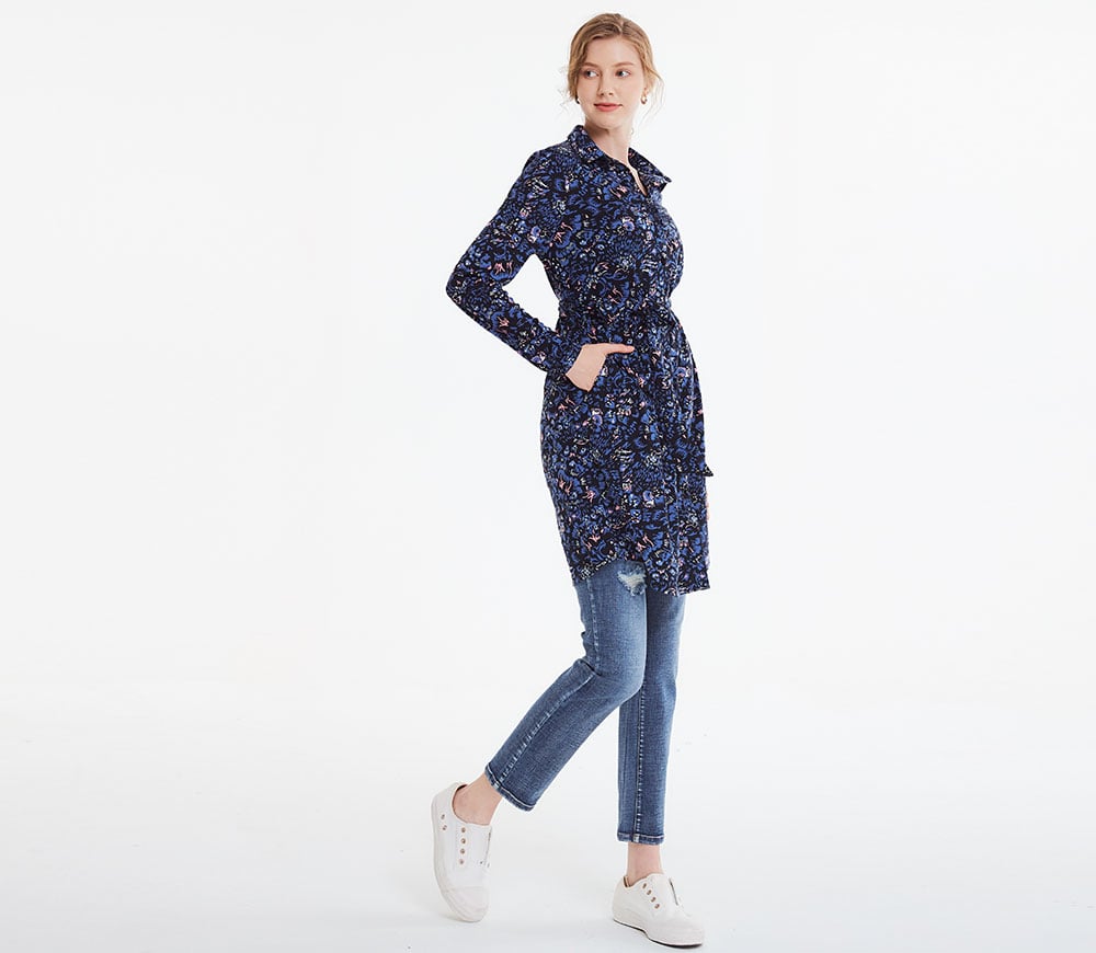 襯衫式印花孕哺洋裝(兩穿) 襯衫式印花孕哺洋裝(兩穿)