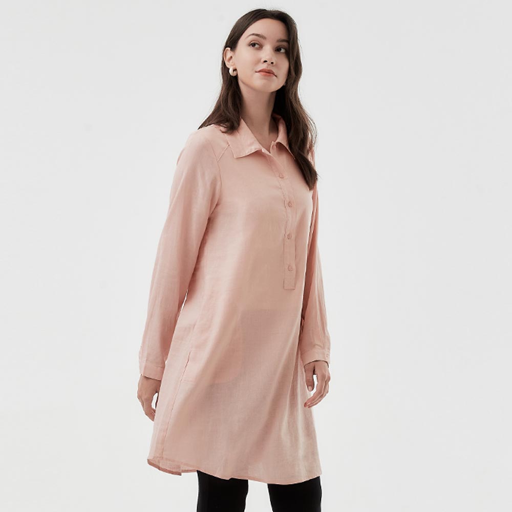 半門襟襯衫孕哺洋裝 半門襟襯衫孕哺洋裝