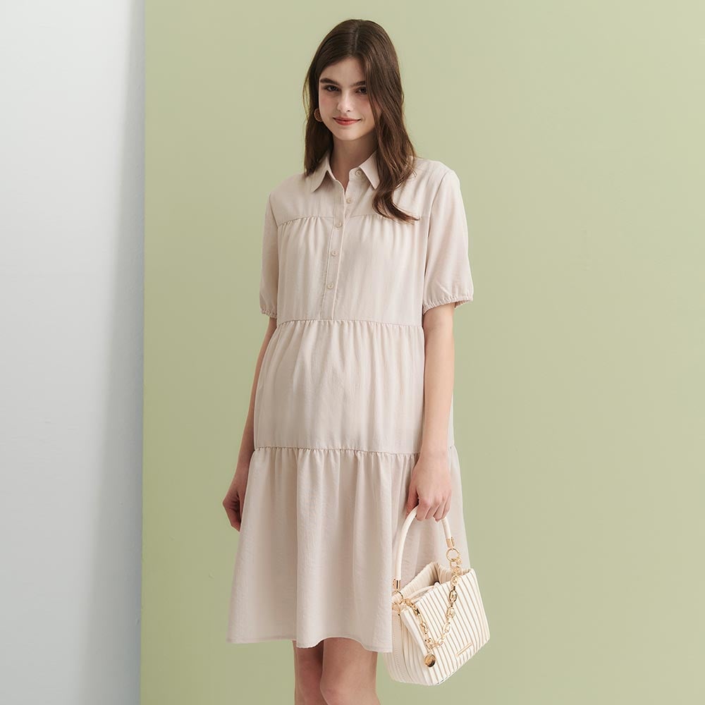 Shirt Collar Cake Skirt Maternity Dress