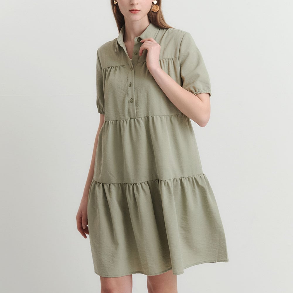 Shirt Collar Cake Skirt Maternity Dress