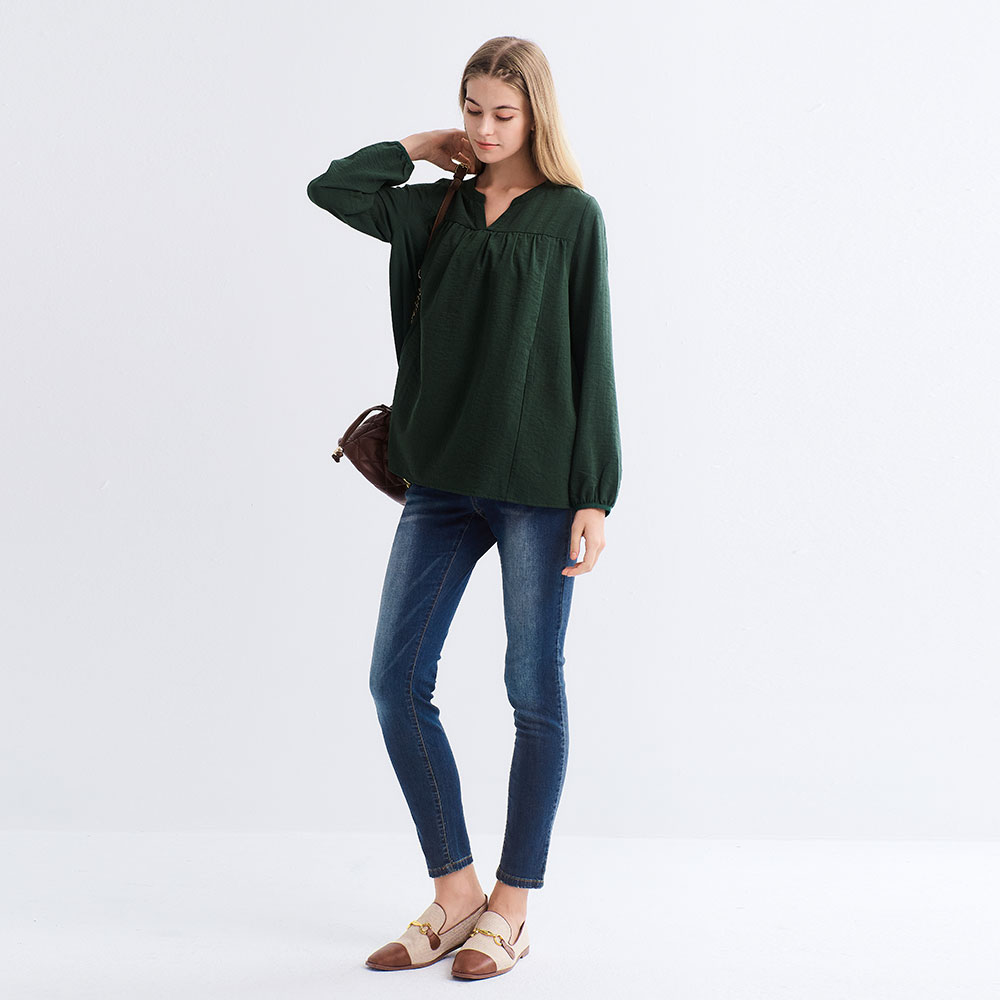 刷白窄管牛仔孕婦褲