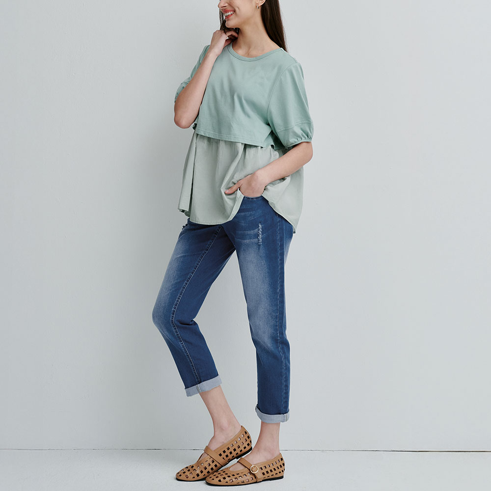 Boyfriend刷破牛仔孕婦褲