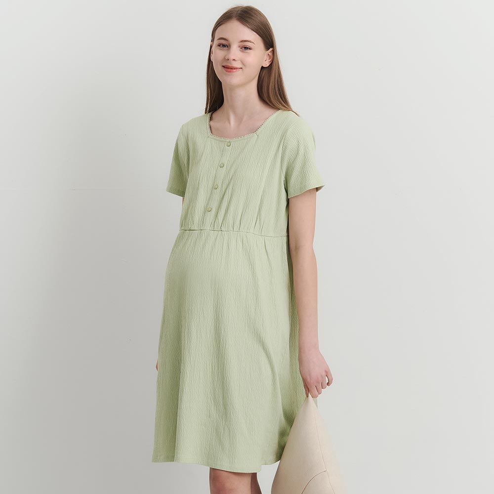 Cotton Bubble Maternity Home Dress