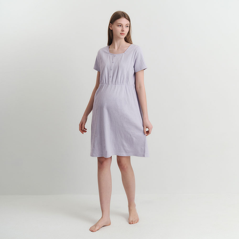 Cotton Bubble Maternity Home Dress
